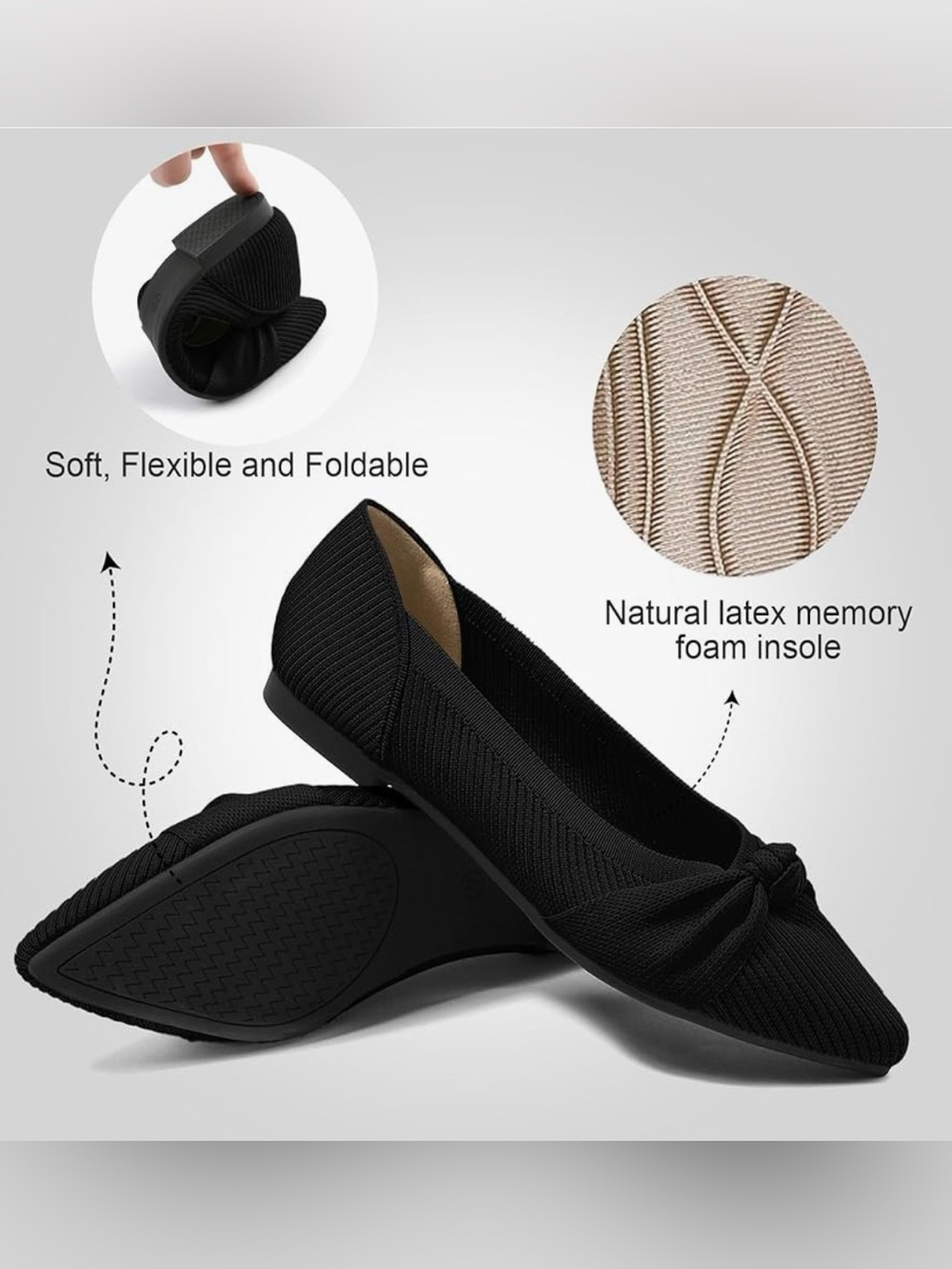 Knit Pointed Ballet Flats with Knot Accent 🩰 - Picture 2 of 11